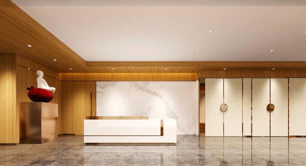 istock 3d render of luxury hotel lobby reception 1457385798