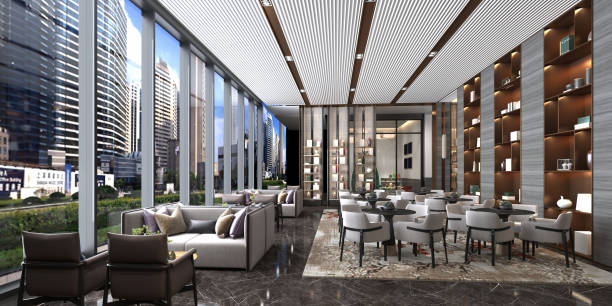 istock 3d render of luxury hotel lobby reception 1457385905