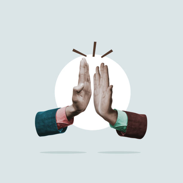 High five friend. Art collage.