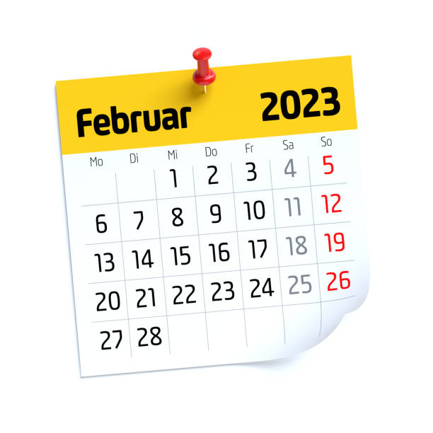 istock February Calendar 2023 in German Language. Isolated on White Background. 3D Illustration 1457387602
