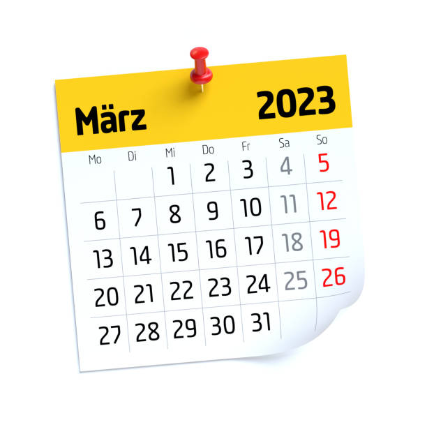 istock March Calendar 2023 in German Language. Isolated on White Background. 3D Illustration 1457387604
