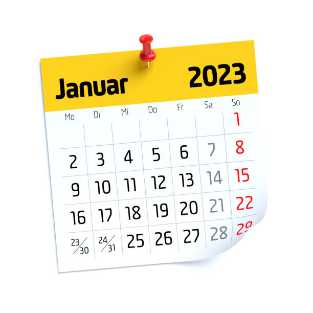 istock January Calendar 2023 in German Language. Isolated on White Background. 3D Illustration 1457387618