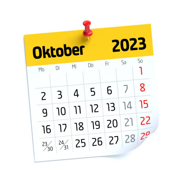istock October Calendar 2023 in German Language. Isolated on White Background. 3D Illustration 1457387635