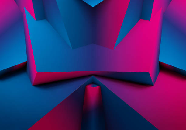 istock Abstract geometric background with colorful 3D shapes or architectural forms for booklet or video conference backdrop. Vector illustration 1457391383