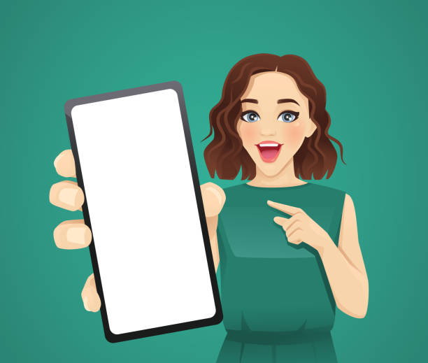 Mujer sorprendida con teléfono - ilustración de arte vectorial