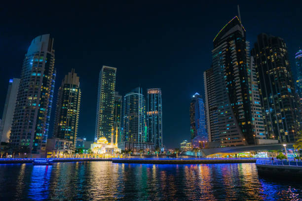 istock Illuminated Dubai Marina at night 1457391974