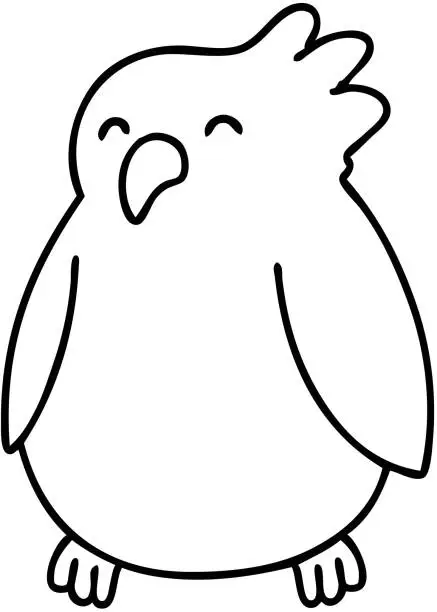 Vector illustration of line doodle of a bird most likely a parrot of some kind