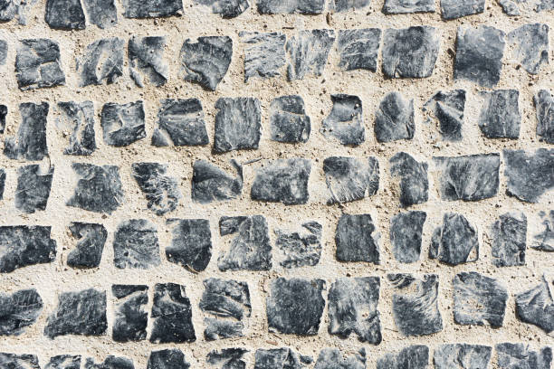 istock Cobblestone pavement texture. Street blocks background. Gray rock mosaic cubes pattern. 1457394546
