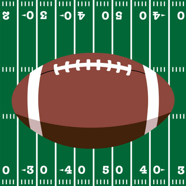 Football above field vector art illustration