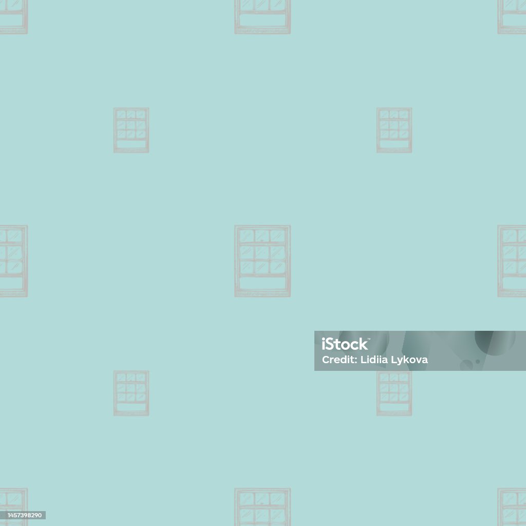 Open Window Pane Pattern Opened Window Engraved Seamless Pattern Vintage Element Inside Wall In ...