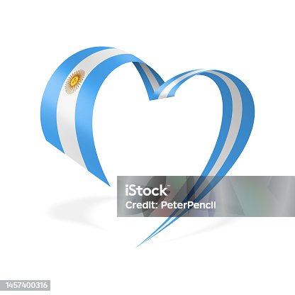 istock Argentina - Ribbon Heart Flag. Argentinean Heart Shaped Flag. Stock Vector Illustration 1457400316
