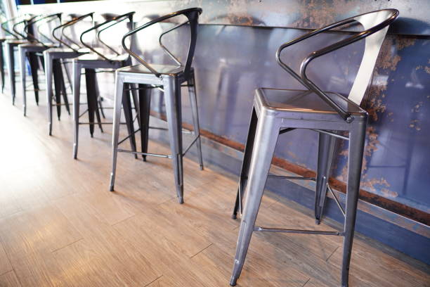 istock Metal black high chair 1457405348
