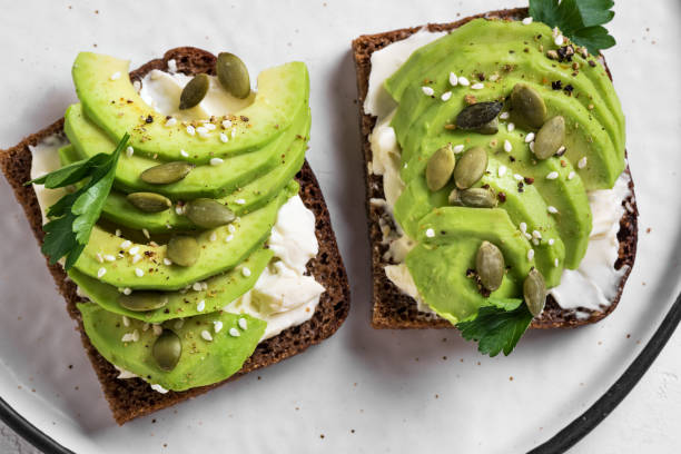 istock Avocado toast with seeds 1457406254