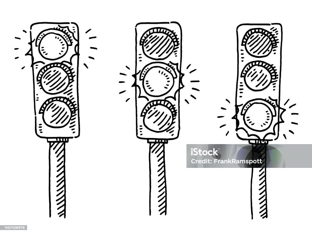 Traffic Lights Stop Attention Go Drawing Stock Illustration Download
