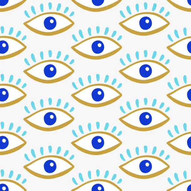 Vector illustration of Evil eyes seamless pattern