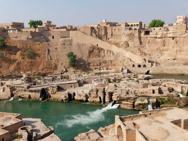 View of the Shushtar historical hydraulic system (UNESCO world heritage) in Khuzestan province, Iran View of the Shushtar historical hydraulic system (UNESCO world heritage) in Khuzestan province, Iran khuzestan province stock pictures, royalty-free photos & images