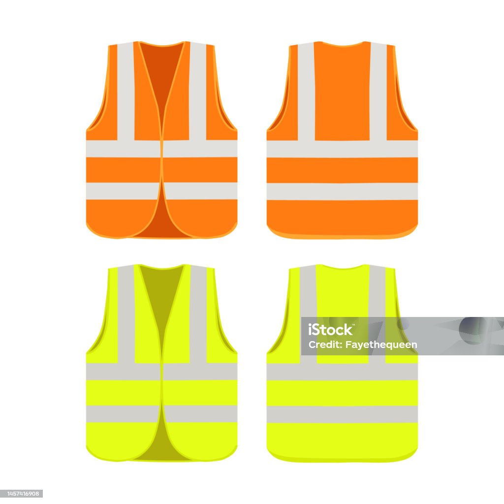 Safety Jacket Vector Safety Jacket Security Isolated On White Background Yellow Visible Vest ...