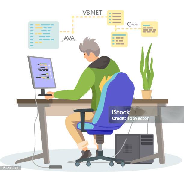 Programmer Engineering And Coding Programmer Working On Web Development ...