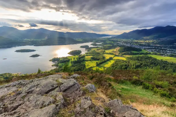 Photo of View from Walla Crag as the Sun rays shine down on Derwentwater