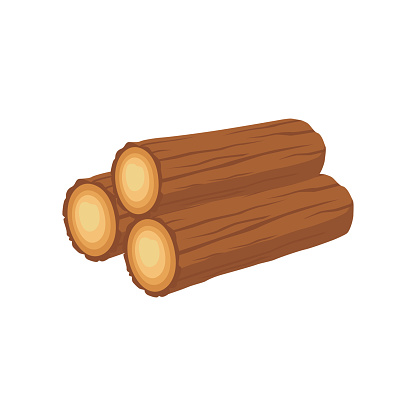 Small stack of logs vector illustration. Cartoon drawing of wood, timber and lumber isolated on white background. Construction materials, forestry concept