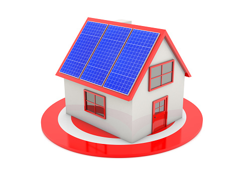House with solar panel on target