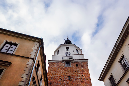 Tower of the historic Krakow gate in Lublin, Poland