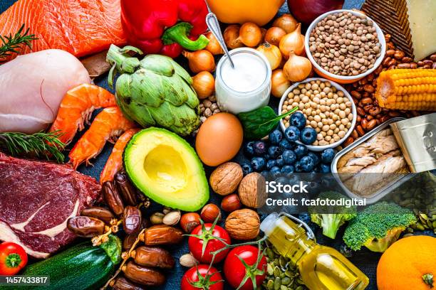 Group Of Healthy Food For Flexitarian Diet Stock Photo - Download Image Now - Healthy Eating, Food, Healthy Lifestyle