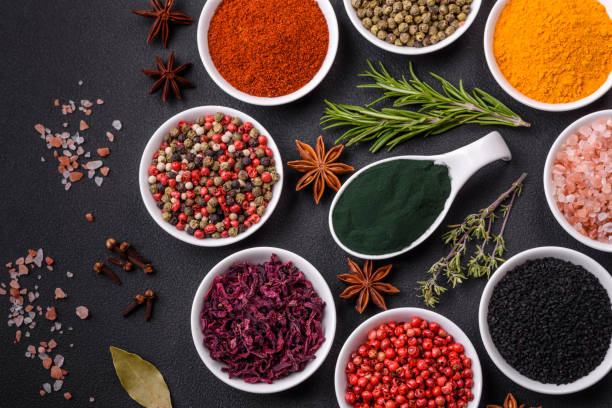 istock Composition consisting of a variation of several types of spices 1457434986