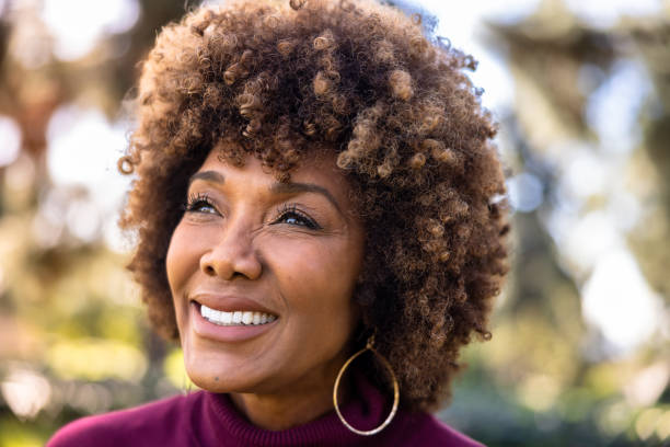 istock Beautiful Black Woman Looking Up 1457436998