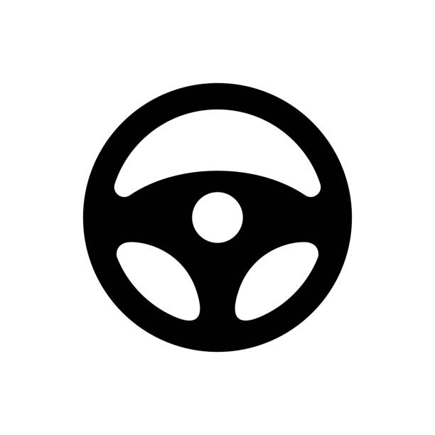 silhouette des autolenkrades. schwarzrad-transportkontrolle - steering wheel car symbol control stock-grafiken, -clipart, -cartoons und -symbole