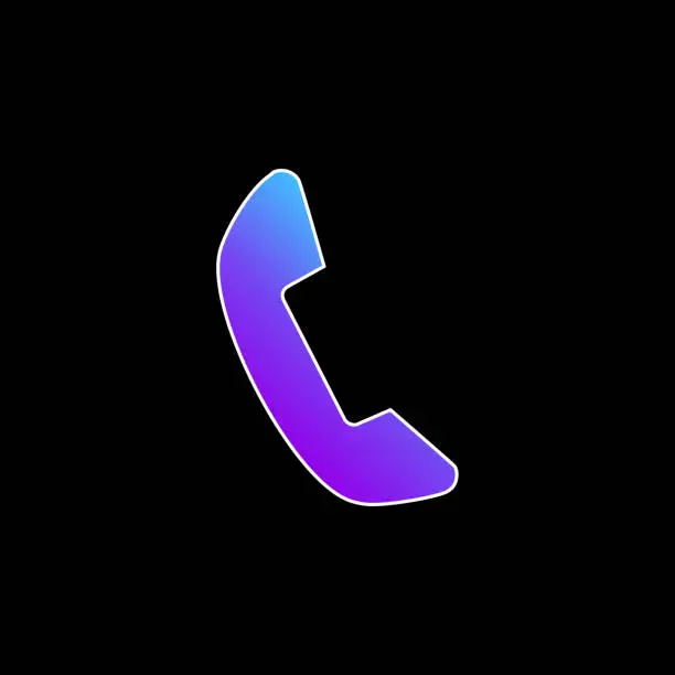 Vector illustration of Black Telephone Auricular blue gradient vector icon