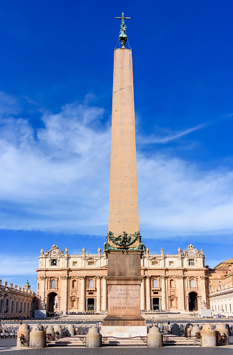Vatican - October 2022: St. Peter's basilica and Egyptian obelisk on Saint Peter's square in Vatican