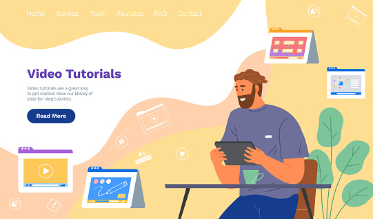 Define Virtual Tutorial Video Tutorials For Online Learning Man Takes Virtual Courses Studies ...