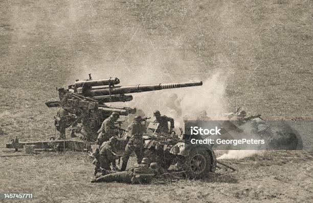 Wwii German Artillery Soldiers On D Day Stock Photo - Download Image Now - World War II, Normandy, German Culture