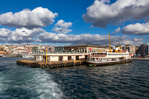 istanbul, Turkey – Oct 25, 2018: The Kadikoy Ferry Station on the Bosphorus waterway in Istanbul, Turkey