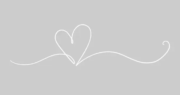 Vector illustration of One line drawing heart. Love sign in continuous one line drawing. Minimalistic modern line art.
