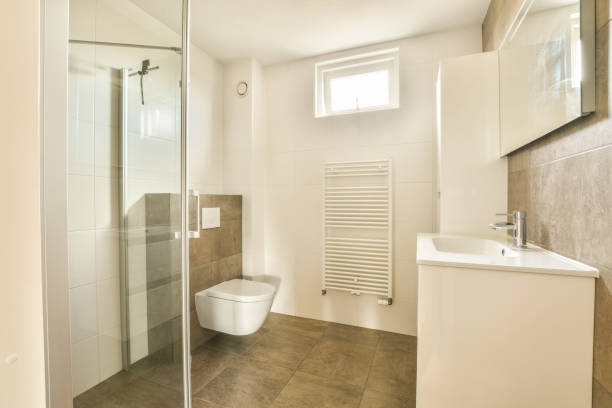 istock Toilet and shower in bathroom 1457468712