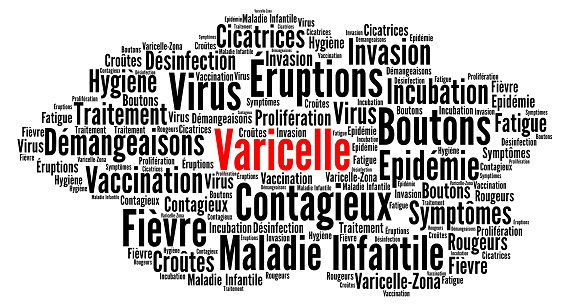 Chickenpox or varicella word cloud called varicelle in French language
