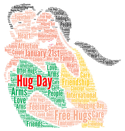 Hug day january 21st word cloud illustration