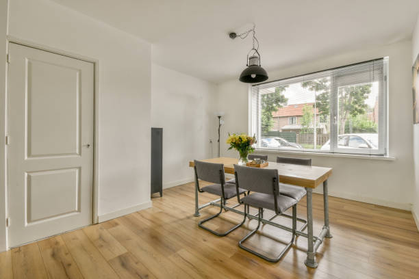 istock Living room with dining area 1457471610