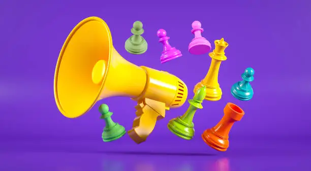 Photo of Marketing Strategy Megaphone and Chess Concept