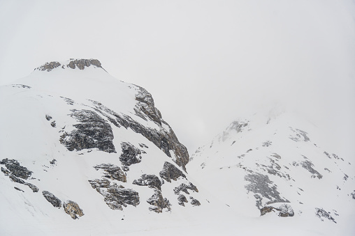 Mountain peak with fog at Crans Montana - Switzerland