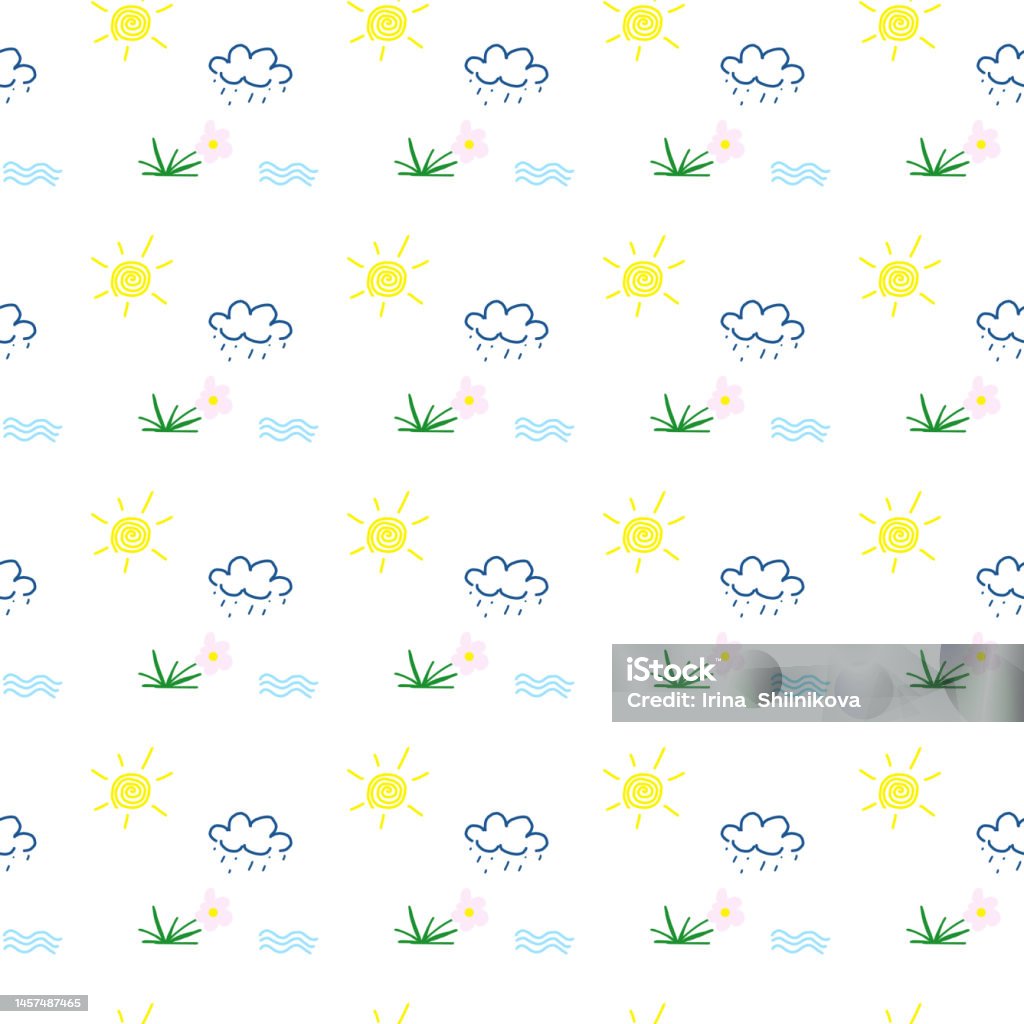 April Subtle Pattern Cute Humorous Spring Seamless Pattern Stock Illustration - Download ...