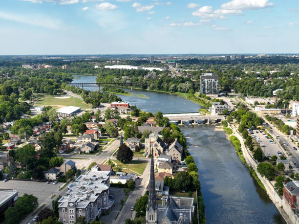 istock Aerial townscape Cambridge Ontario, Canada 1457495947