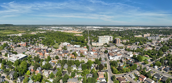 Aerial townscape Milton Ontario, Canada