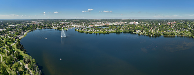 Aerial townscape Peterborough Ontario, Canada