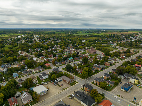 Aerial townscape Renfrew Ontario, Canada