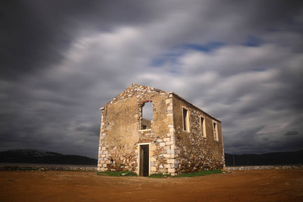 Abandoned House Under The Clouds in bodrum Turkey