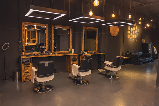 Barbers shop. Picture of a luxury barbershop with nice interior