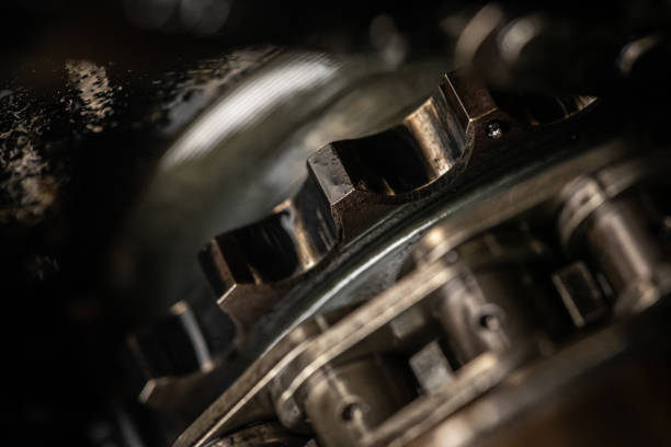 istock Close up of failed timing chain on a cog ready for replacement 1457502603